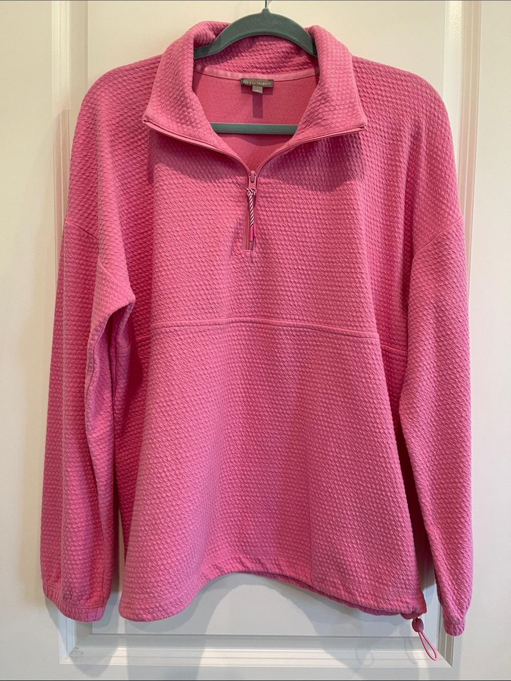 Talbots Pink Quarter-Zip Waffle Knit Pullover